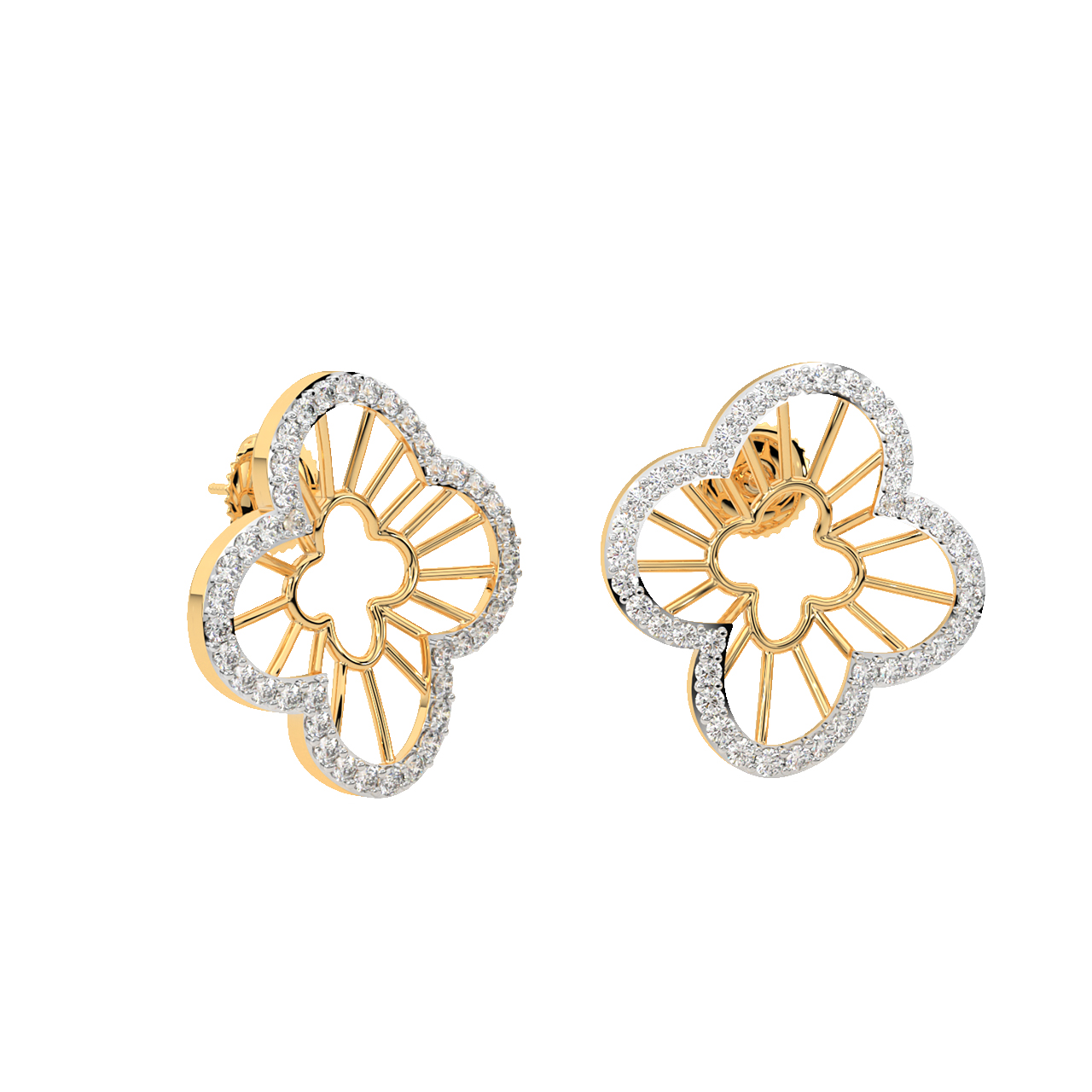 Lotus Diamond Stud Earrings